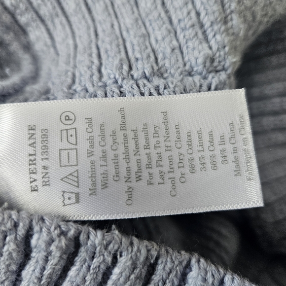 Everlane Linen blend V-neck Pullover Blue Sweatshirt Size S - Picture 6 of 6